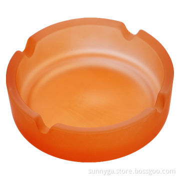 Frosted Orange Colored Glass Ashtrays